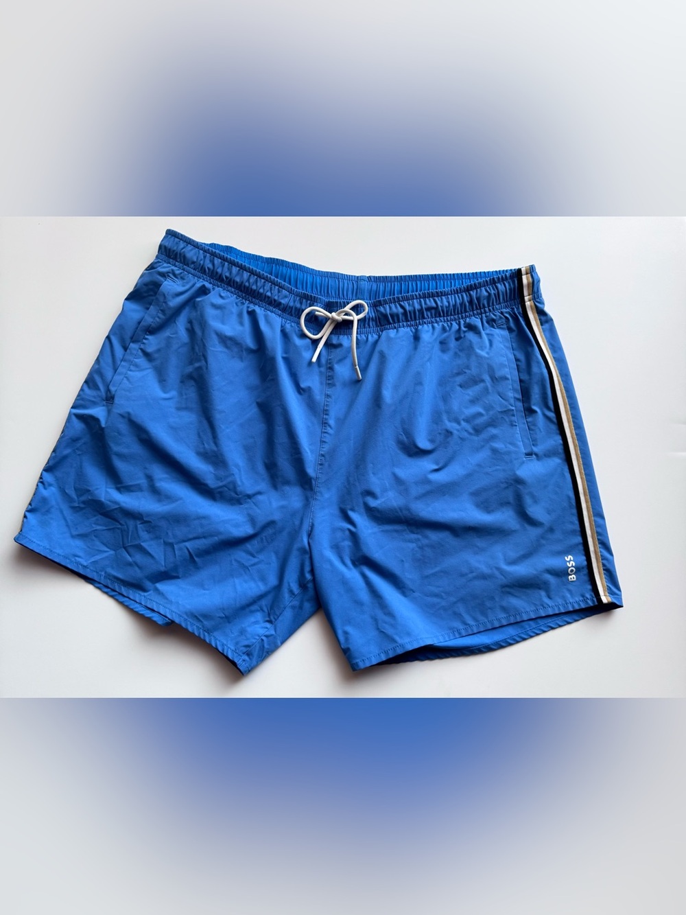 BOSS Bright Blue Swim Trunks with Side Stripe